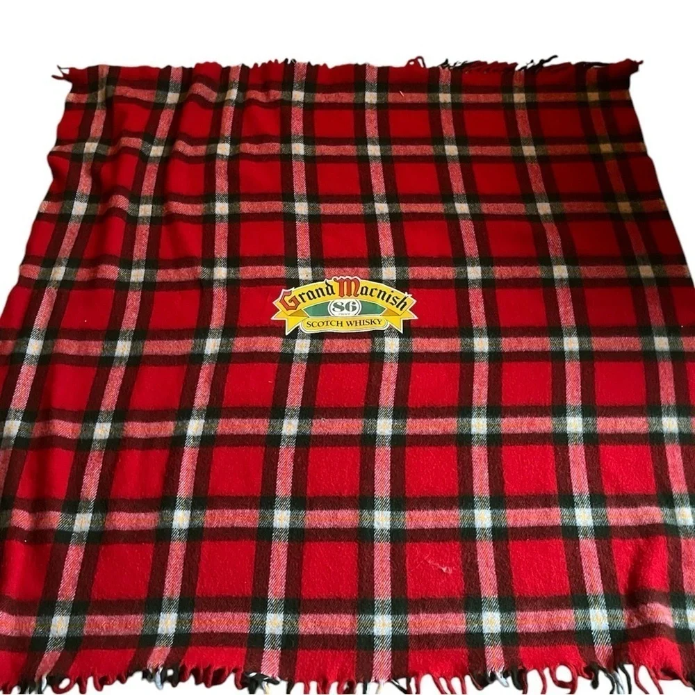 Vintage Plaid Grand Macnish 86 Proof Scotch Whisky Blanket